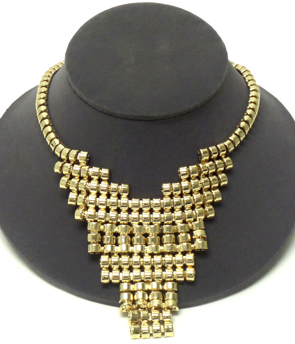 Tribal style metal bib necklace
