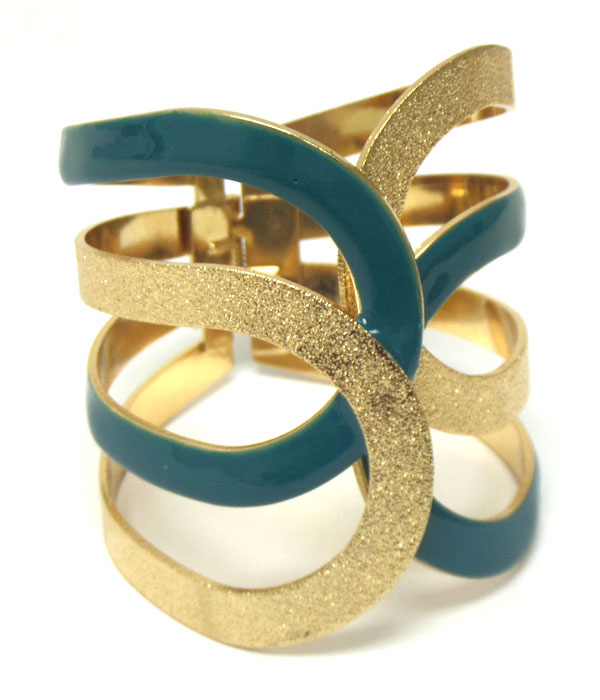 Epoxy and textured metal hinge bangle bracelet