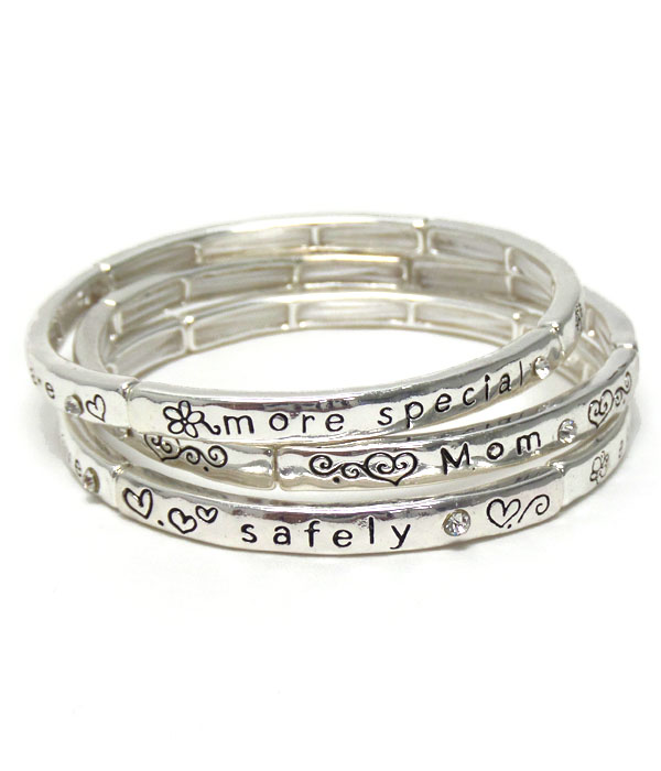 Religious inspiration stackable 3 message stretch bracelet set