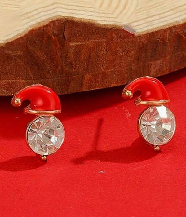 Christmas theme epoxy santa hat earring