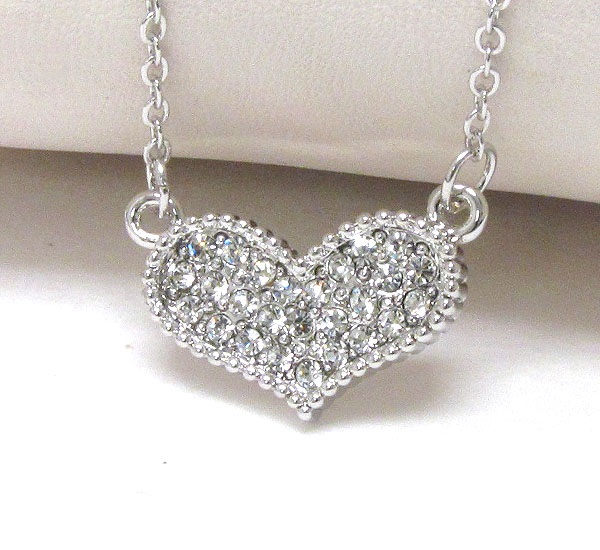 Made in korea whitegold plating crystal heart pendant necklace