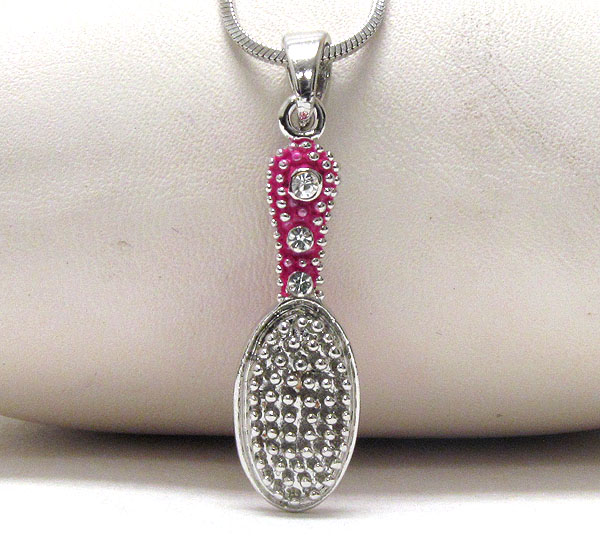 Made in korea whitegold plating and crystal deco hair comb pendant necklace