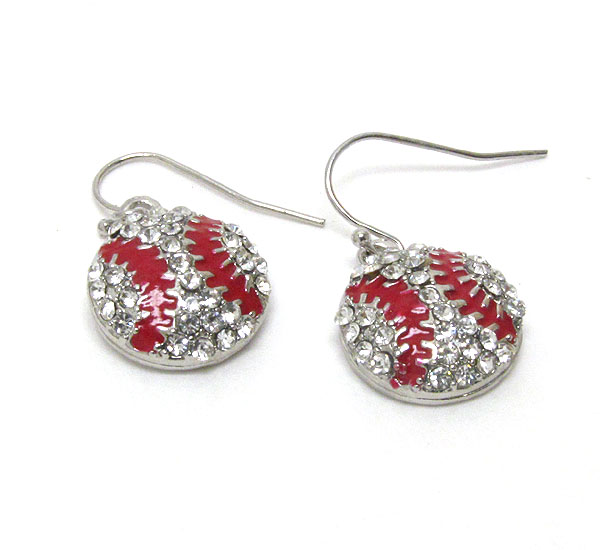 Crystal and epoxy deco baseball earring