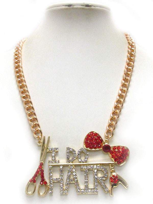 Crystal deco i do hair large pendant and chain necklace