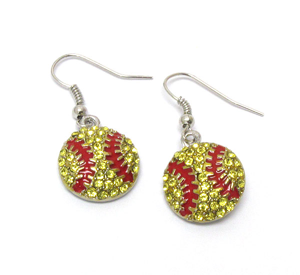 Crystal and epoxy deco baseball earring