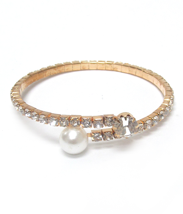 Glass stone and pearl wrap around bracelet 