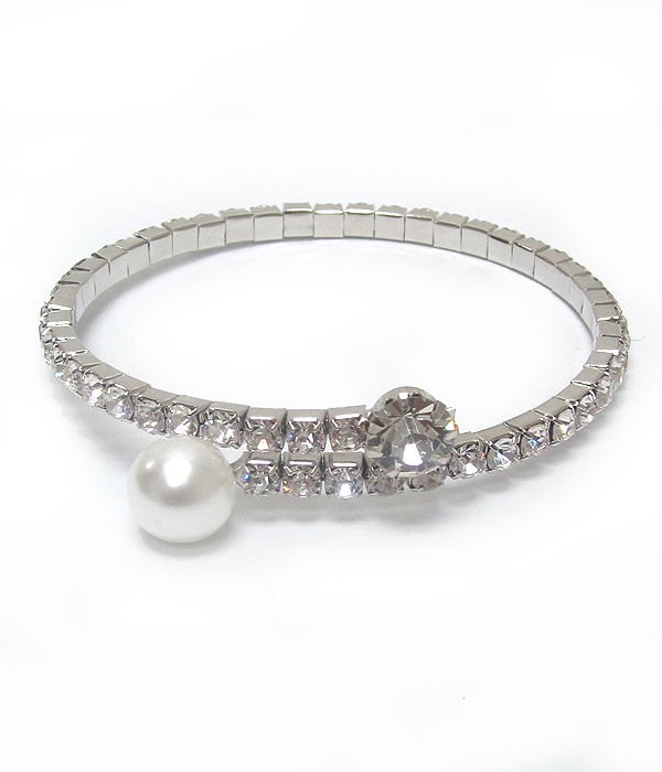 Glass stone and pearl wrap around bracelet