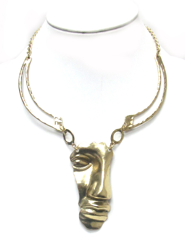 Metal mask half choker statement necklace