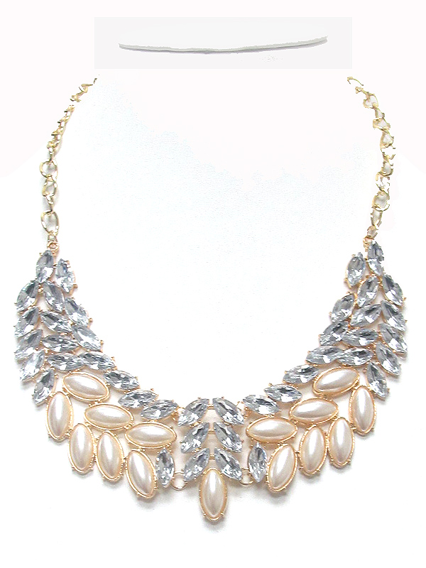 Crystal and pearl statement necklace