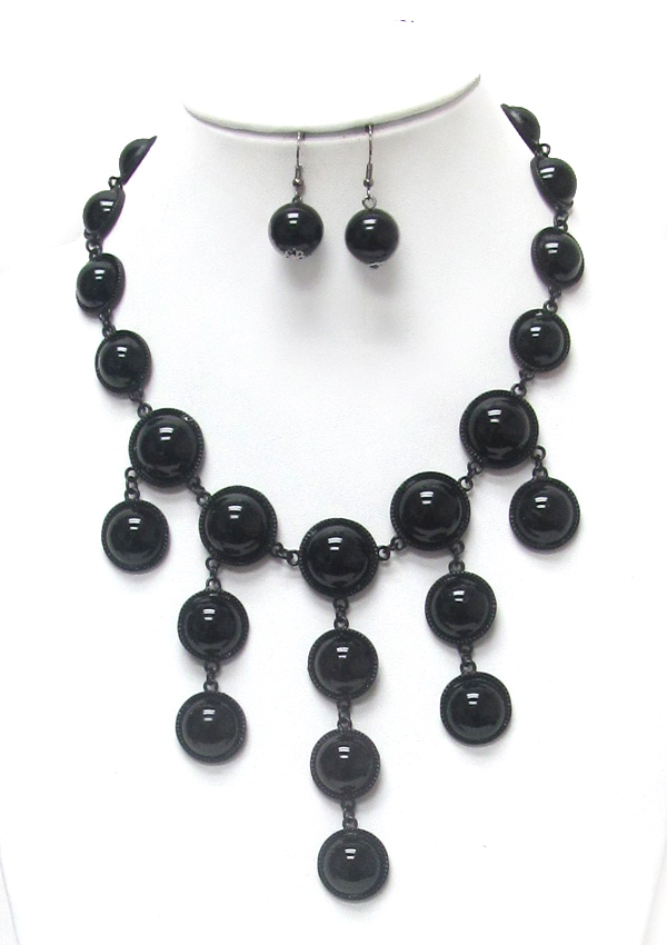 Multi puffy bubble drop necklace set