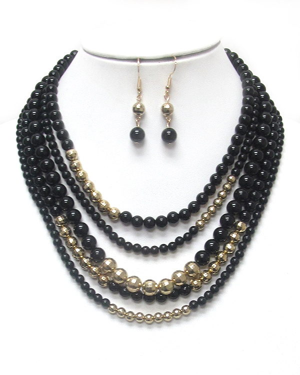 Multi pearl layer chain necklace set