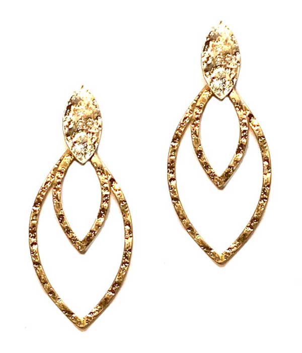 TEXTURED DOUBLE MARQUISE EARRING