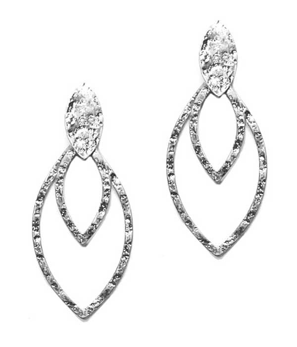 TEXTURED DOUBLE MARQUISE EARRING