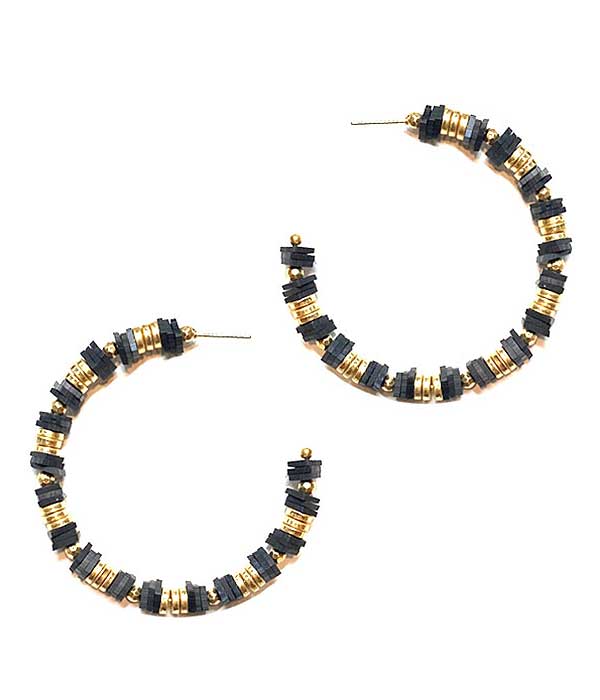 Multi bead mix hoop earring