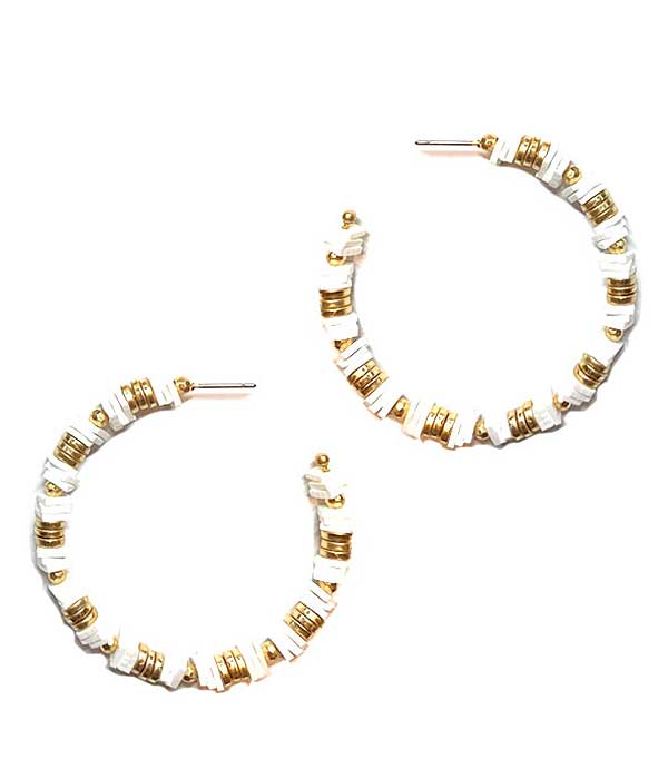 Multi bead mix hoop earring