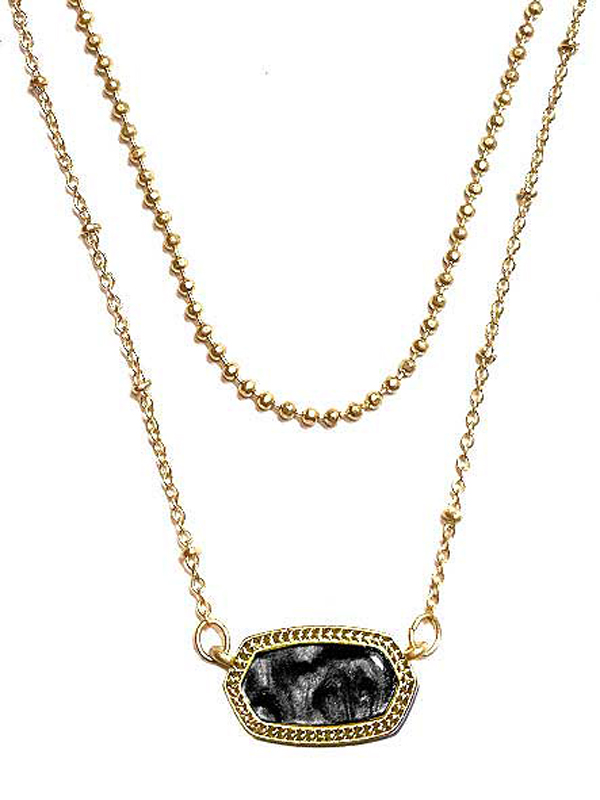 Southern style acrylic marble pendant double chain necklace