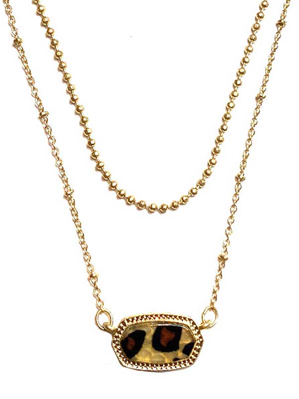 Southern style acrylic marble pendant double chain necklace