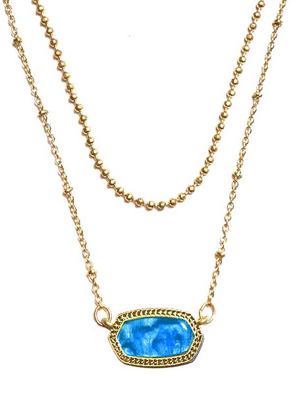 Southern style acrylic marble pendant double chain necklace
