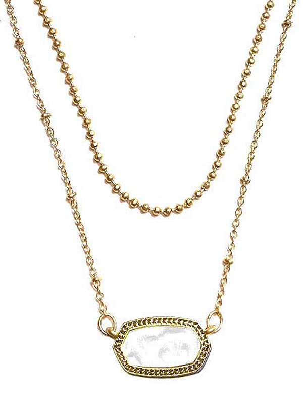 Southern style acrylic marble pendant double chain necklace