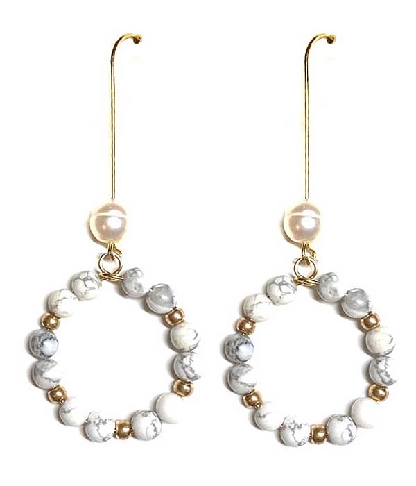 MULTI MARBLE BALL HOOP DROP EARRING