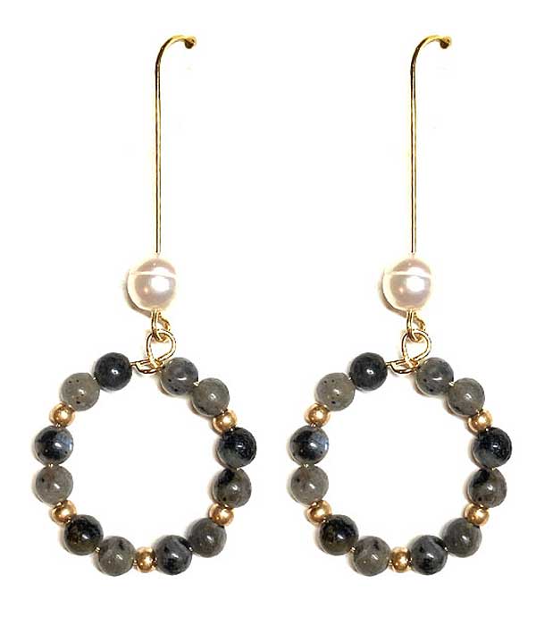 MULTI MARBLE BALL HOOP DROP EARRING