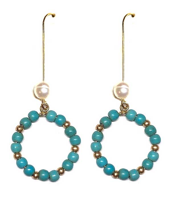 MULTI MARBLE BALL HOOP DROP EARRING