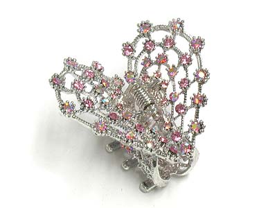 Crystal deco casting metal heart shape hair claw