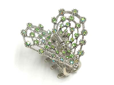 Crystal deco casting metal heart shape hair claw