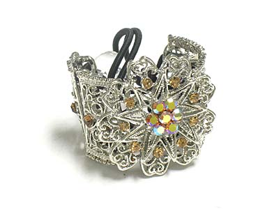 Crystal casting metal flower shape deco acryl bead hiar band