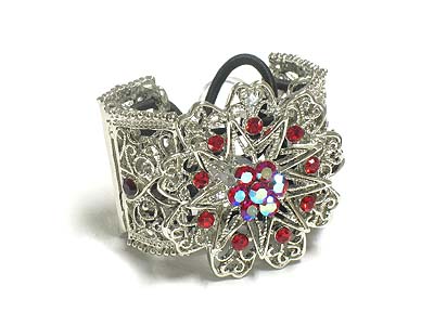 Crystal casting metal flower shape deco acryl bead hiar band