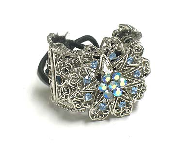 Crystal casting metal flower shape deco acryl bead hiar band