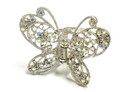 Crystal deco casting metal butterfly shape hair claw
