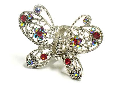 Crystal deco casting metal butterfly shape hair claw