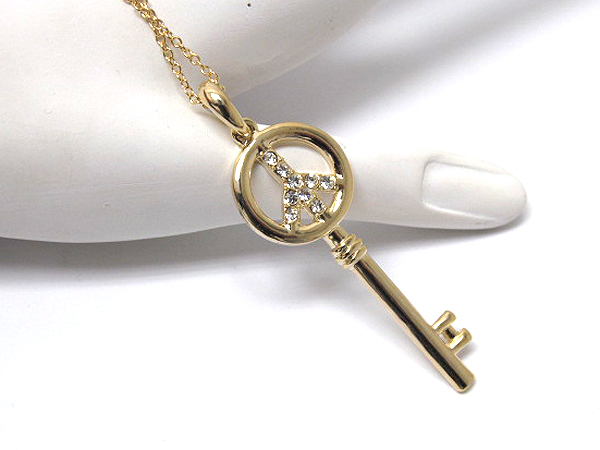 Crystal peace key mark pendant necklace