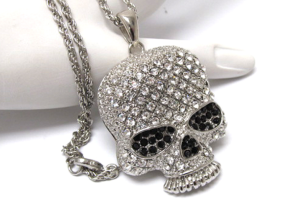 Crystal fashion skull lonh chain necklace