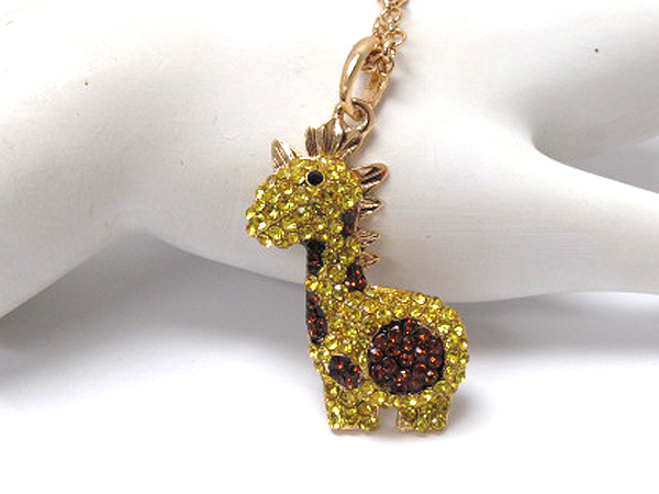 Crystal fashion giraffe long chain necklace