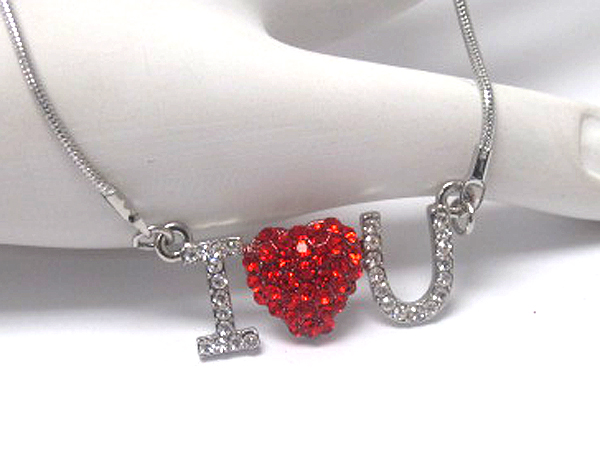 Crystal i love u necklace -valentine