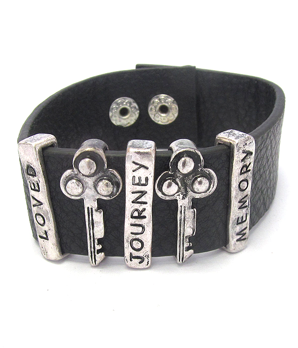 INSPIRATION KEY LEATHER SNAP ON BRACELET - LIFE JOURNEY MEMORY