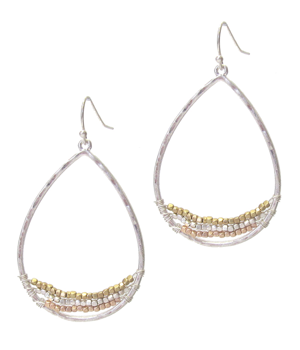 Multi brass nugget teardrop earring