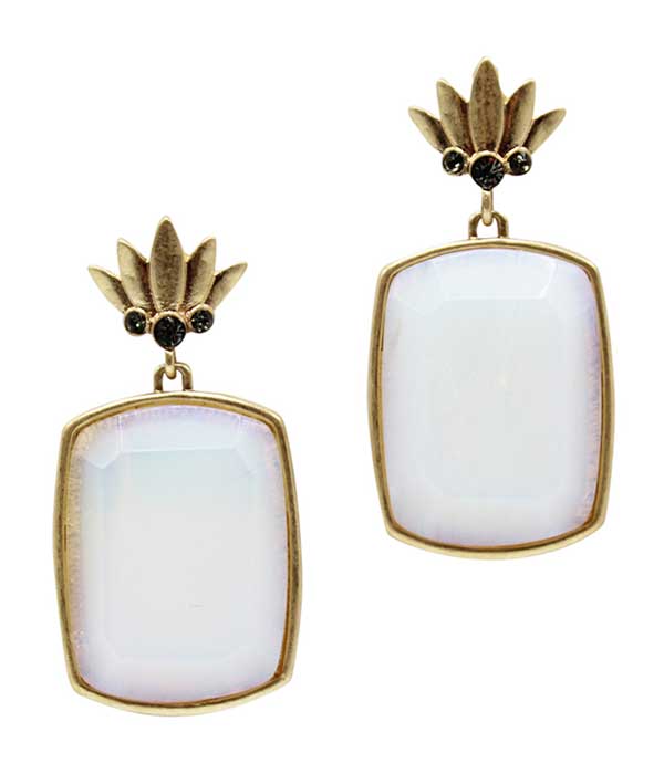 LARGE NATURAL STONE EARRING