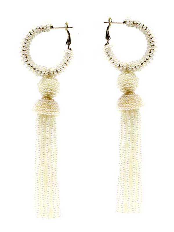 Multi seedbead tassel drop earring