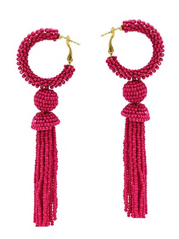 Multi seedbead tassel drop earring