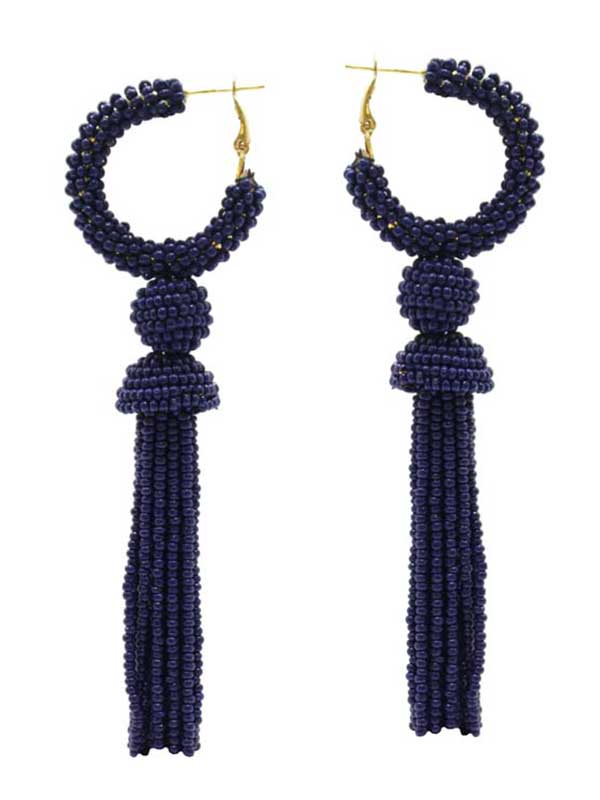 Multi seedbead tassel drop earring