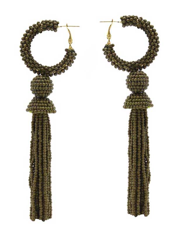Multi seedbead tassel drop earring