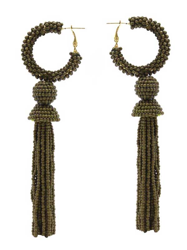 MULTI SEEDBEAD TASSEL DROP EARRING