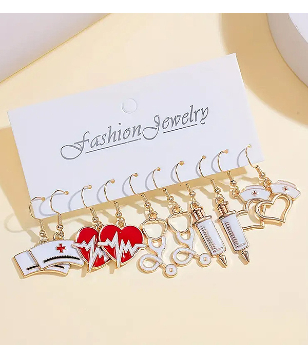 Nurse theme 5 pair earring set