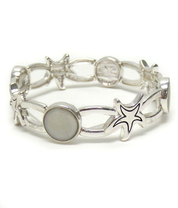 Mop disk metal starfish stretch bracelet