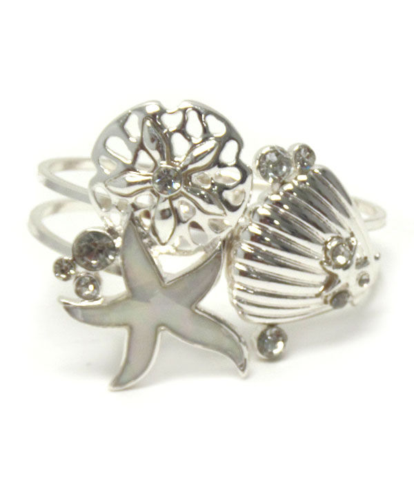 Sea life metal hinge bracelet