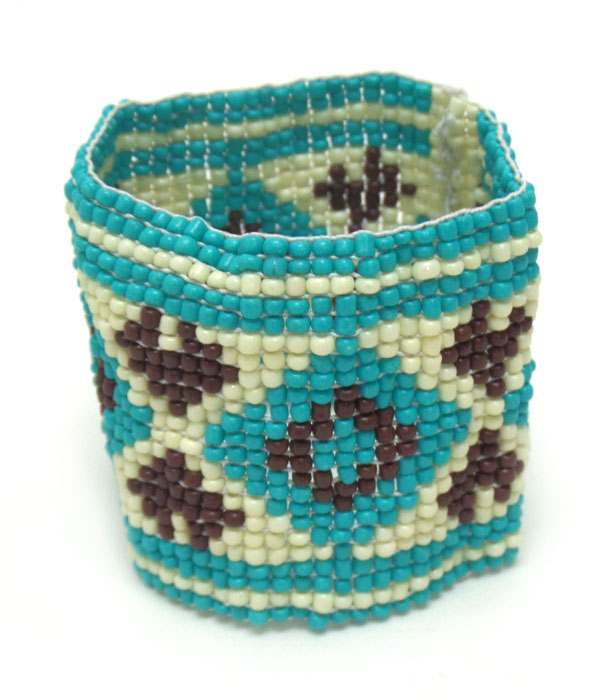 Turquoise multi seed bead navajo bracelet -western