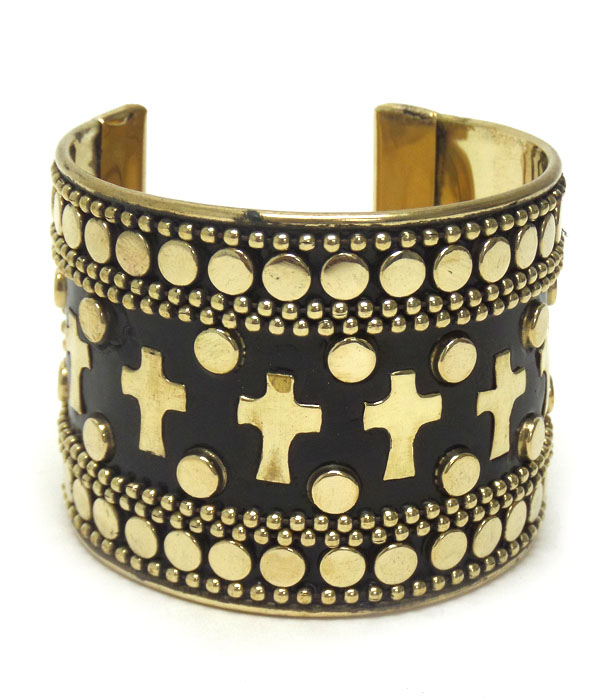 Cross metal stud cuff bangle